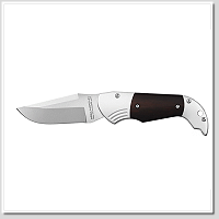 AGA ALEX 隱蔽滑蓋式彈簧刀 緞面440B不鏽鋼刃 烏木柄 -彈簧刀