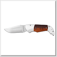 AGA ALEX 隱蔽滑蓋式彈簧刀 緞面440B不鏽鋼刃 蛇紋木柄 -彈簧刀