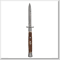 AKC STAG HORM DAMASCUS FILE WORK /大馬士革鋼. 鹿角柄材 -彈簧刀