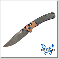 Benchmade Mini Crooked River 燒銅色陽極處理鋁+Micarta柄全刃 Axis Lock 折刀- CPM-MagnaCut 鋼(DLC 戰鬥石洗處理)