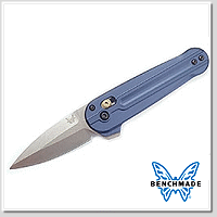 Benchmade Lowden 藍鋁柄 AXIS Lock Flipper 折刀 -M390鋼(Satin處理)