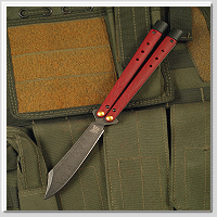 【新年特價】Benchmade Necron™ 寶石紅G10柄 Scimitar刀形蝴蝶刀 - CPM-S30V鋼(石洗處理)