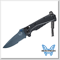 Benchmade Water Mini Adira黑Grivory柄 AXIS鎖半齒刃折刀 (CPM-MagnaCut陶瓷藍塗層)