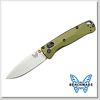 Benchmade Mini Bugout® 森林綠鋁柄銀平刃折刀 -CPM-S90V鋼(碎銀陶瓷塗層)