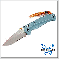 Benchmade Adira™ 深海藍柄半齒折刀 -CPM-MagnaCut鋼(石洗匏光處理)