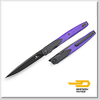 Bestech / Bestechman LANZA 黑紫G10柄 Front Flippe r折刀 -14C28N鋼(黑色PVD處理)