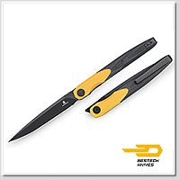 Bestech / Bestechman LANZA 黃黑G10柄 Front Flippe r折刀 -14C28N鋼(黑色PVD處理)