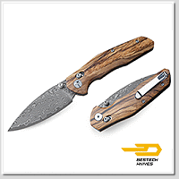 Bestech / Bestechman RONAN 橄欖木柄 B-Lock 折刀 -大馬士革鋼(酸蝕處理)