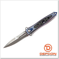 Defcon Vulture 紫藍鈦+碳纖柄 D/E 大馬士革鋼紫藍擊破器折刀