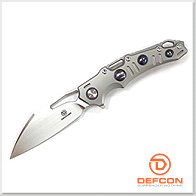 Defcon Gravity 灰鈦大馬士革紫珠柄銀全刃折刀 - M390鋼