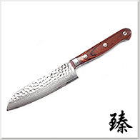 臻ZHEN 日本進口大馬士革(積層鋼)錘打印-小萬用主廚料理刀 -楓木PAKKA柄- 120mm