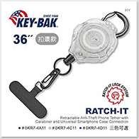 KEY-BAK Ratch-It 鎖定系列 36'' 超級負重伸縮防盜手機繫繩(附扣環) -透明殼黑繩