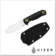 Kizer Drop Bear Fix 3黑G10柄銀刃直刀 -14C28N鋼(石洗處理)