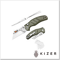 Kizer Sheepdog® Utility Knives 綠電木柄按鈕鎖美工刀 -5Cr15MoV鋼(噴砂處理)