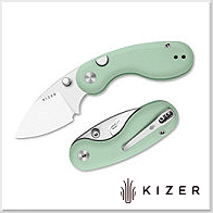 Kizer Microbe™ 原色G10柄按鈕鎖折刀 -14C28N鋼(Satin處理)