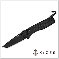 Kizer Aegis T 黑G10柄Tanto刃 Clutch Lock™ 全刃救援折刀 -AEB-L鋼(黑色PVD處理 -附救援鉤)
