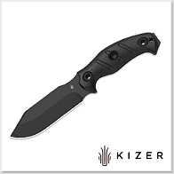 KIZER Sheepdog Survival黑電木柄直刀/1095鋼(Black Coated處理)附Kydex鞘