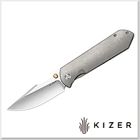 Kizer HARPOON FOLD 鈦柄Frame Lock折刀 - Elmax鋼(石洗處理)