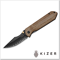 Kizer HARPOON FOLD 鈦+棕色 UltreX™ 電木柄Frame Lock折刀 - 三層鋼(酸洗處理)
