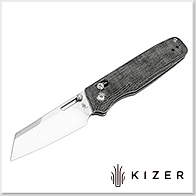 Kizer Task 黑電木柄全刃Clutch Lock折刀 -154CM鋼(Satin處理)