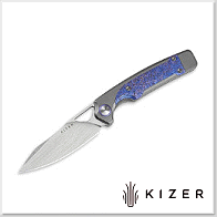 KIZER Ara 鈦鑲紫色雪花鈦柄折刀S45VN鋼手工拉絲