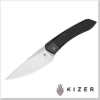 Kizer Momo 黑鋁柄全刃Liner Lock折刀 - 154CM鋼(Satin處理)