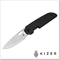 Kizer Varatas 黑G10碳纖柄全刃 Liner Lock 折刀 -Nitro-V鋼(Satin處理)