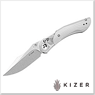 Kizer Mini Mystic 霧白Acrylic+鋁柄全刃 Clutch Lock 折刀 -Nitro-V鋼(Satin處理)