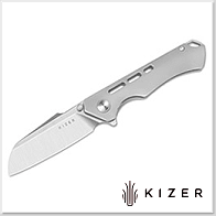 Kizer Crest 簍空鈦柄全刃 Frame Lock 折刀 -S35VN鋼(Satin處理)