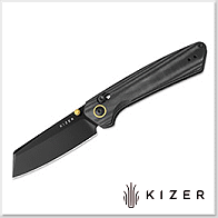 Kizer Madrac 黑電木柄黑全刃 Clutch Lock 折刀 -Nitro-V鋼(黑色塗層)