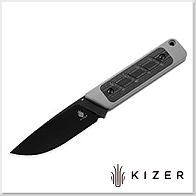 Kizer Smolt 灰G10鑲電木柄黑全刃直刀 -CPM-3V鋼(黑色塗層)
