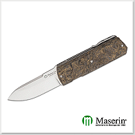 Maserin Knives 410/G SILVER /羊蹄刃 Elmax鋼 黑金FatCarbon柄 紳士刀-折刀
