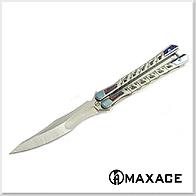 Maxace Skeleton 2 鈦骨 /鈦馬士革柄 M390鋼蝴蝶刀 - 附收納盒