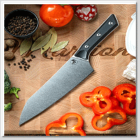 Microtech Kitchen Chef 8吋黑G10柄廚刀/Bohler M390MK鋼石洗