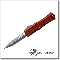 Microtech Mini Hera II D/E 酒紅鋁柄末日石洗矛刃彈簧刀