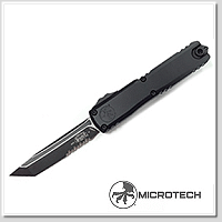 Microtech Ultratech T/E Gen IV 黑鋁柄黑半齒彈簧刀 - M390MK鋼 (黑色塗層)