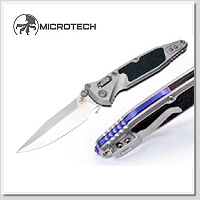 Microtech Socom Elite RAM-LOK鈦鑲嵌止滑柄折刀Bohler M390MK石洗/藍色鈦背