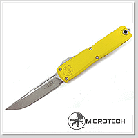 Microtech Ultratech S/E Gen IV 黃鋁柄灰刃彈簧刀- M390MK鋼 (末日石洗)