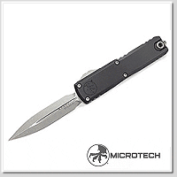 Microtech UTX-85 Gen IV D/E 黑鋁柄OTF彈簧刀(單刃開鋒) - M390MK鋼 (末日石洗處理)