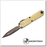 Microtech UTX-85 Gen IV D/E 淺棕色鋁柄OTF彈簧刀(單刃開鋒) - M390MK鋼 (黑色處理)