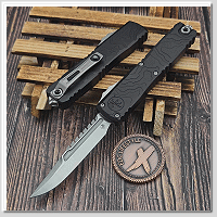 MICROTECH Ultratech Gen IV Interceptor 簽名版 Topographic Deep Engraved / M390MK鋼 等高線紋路鋁柄 OTF -彈簧刀 (不二價)