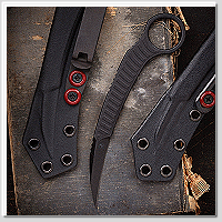 Microtech X Bastinelli Creations 合作簽名款 Feather Karambit 一體爪刀 D2鋼 DLC塗層 Kydex鞘 -直刀 (不二價)