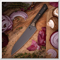 MICROTECH 簽名版 Utility Knife 多用途廚刀(萬用廚刀) M390MK鋼 石洗DLC塗層 青銅鈦合金刀枕 3D碳纖維柄 -廚刀 (不二價)