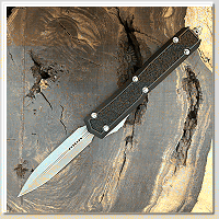 Microtech Makora D/E Signature Series 黑鋁柄石洗刃彈簧刀