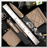 MICROTECH Ultratech 簽名版 D/E BRZ DEATH DEATH CARD OTF(單面開鋒)-彈簧刀 (不二價)