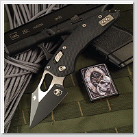 【新年特價】Microtech STITCH RAM-LOK 黑G10凹紋柄黑全刃折刀- M390MK鋼 (黑色處理)