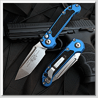 MICROTECH L.U.D.T. T/E GEN III BLUE /M390MK鋼 藍色鋁合金手柄 -彈簧刀 (不二價)