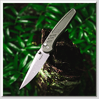 PROTECH Avalon 綠鋁柄滾花紋 Button Lock 折刀- CPM-MagnaCut鋼 (石洗處理)