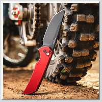 PROTECH Mordax 深紅鋁柄 Button Lock 折刀- CPM-MagnaCut鋼 (DLC處理) 【限量發行】