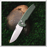 PROTECH Rockeye 綠鋁柄滾花紋 Button Lock 彈簧刀- CPM-MagnaCut鋼 (石洗處理)